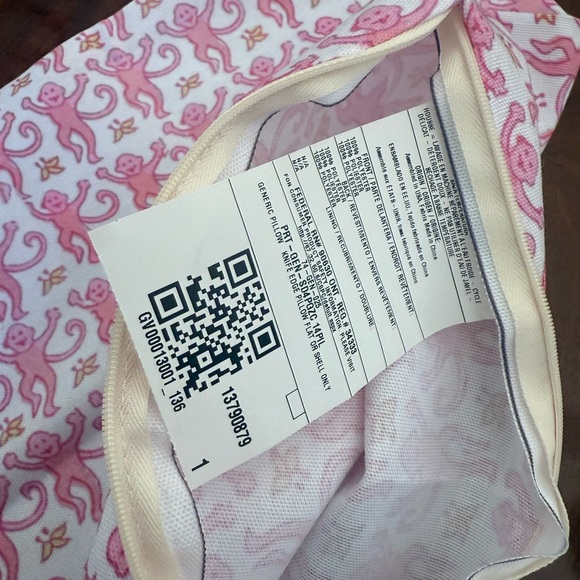 Pink Monkey Patterned Fabric Zippered Pillow Cover - Picture 5 of 5